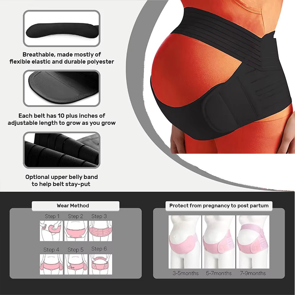 BloomEase 3-In-1 Pregnancy Belt For Comfort And Stability, Adjustable And Breathable