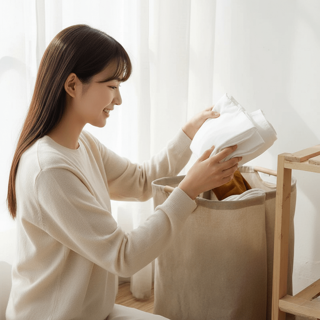 AuroraFold Laundry Basket Stylish Cotton And Linen Storage