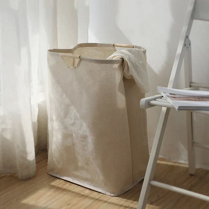 AuroraFold Laundry Basket Stylish Cotton And Linen Storage