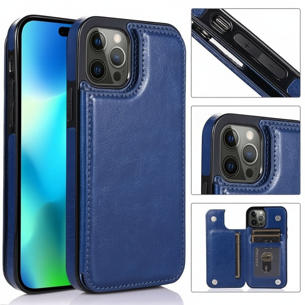 LumaWallet Prémiové kožené pouzdro na smartphone s přihrádkami na karty