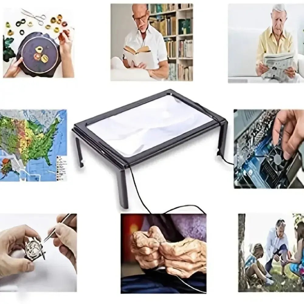 LuminaDesk Lente d’Ingrandimento Pieghevole 3x con Illuminazione LED per Lettura a Mani Libere