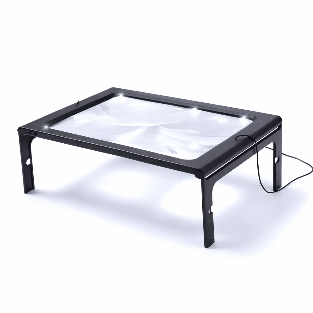 LuminaDesk Lente d’Ingrandimento Pieghevole 3x con Illuminazione LED per Lettura a Mani Libere