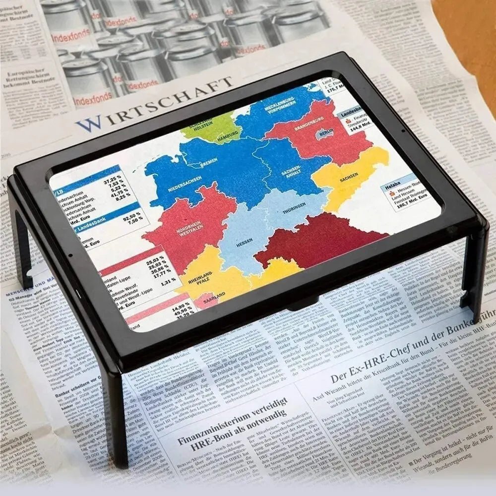 LuminaDesk Lente d’Ingrandimento Pieghevole 3x con Illuminazione LED per Lettura a Mani Libere
