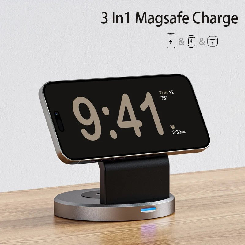 TriMag Dock: 3-In-1 Magnetic Charger for iPhone, Apple Watch, AirPods