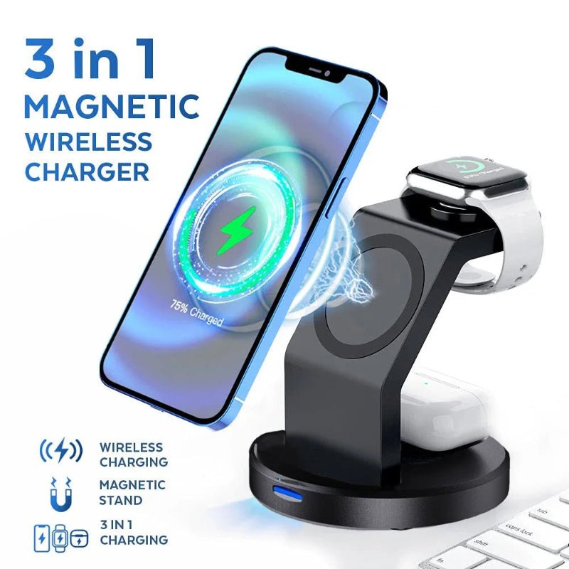 TriMag Dock: 3-In-1 Magnetic Charger for iPhone, Apple Watch, AirPods