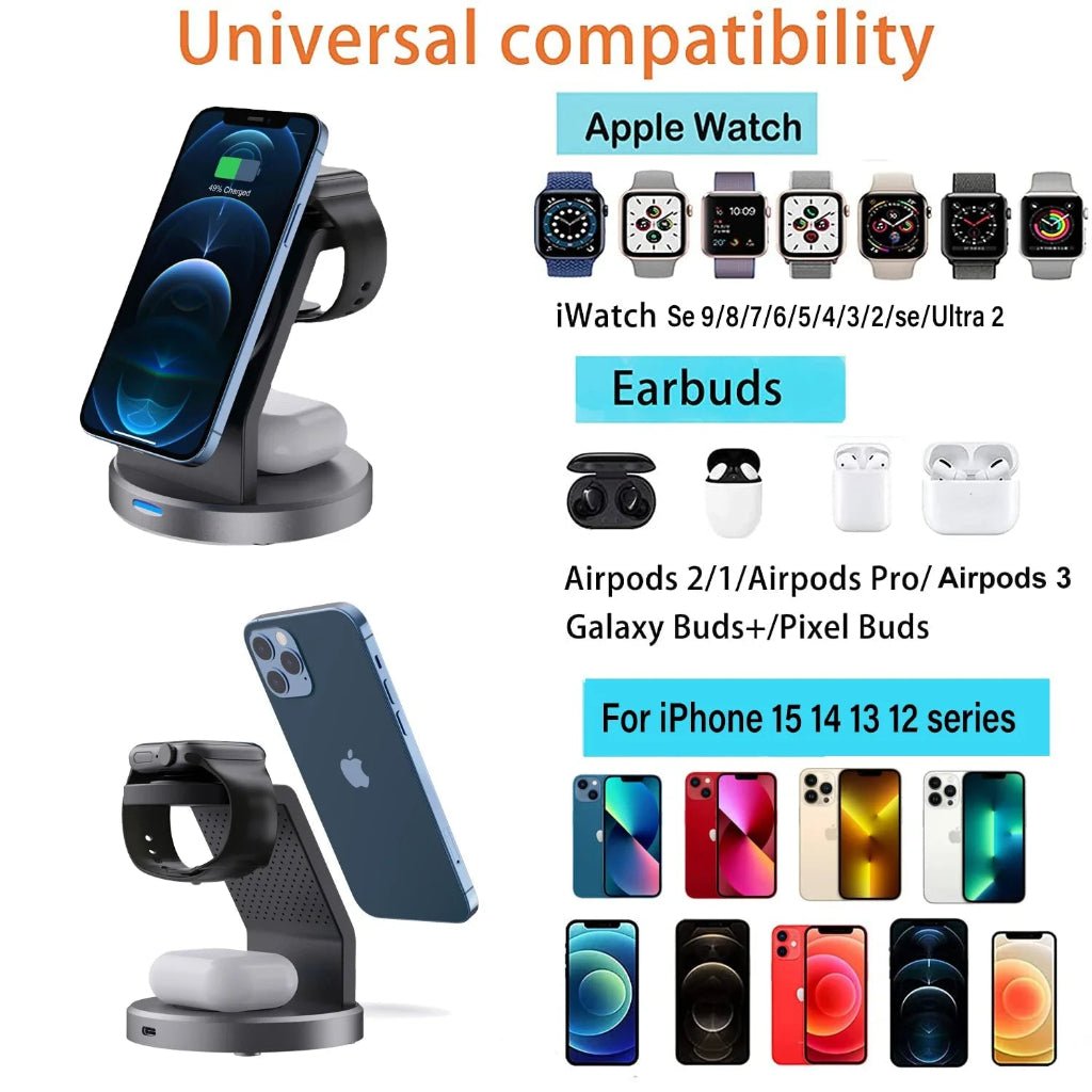 TriMag Dock: 3-In-1 Magnetic Charger for iPhone, Apple Watch, AirPods