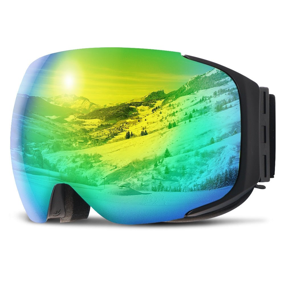 LumaShift Magnetic Premium Ski Goggles With UV400 And Anti Fog Mirror Optics