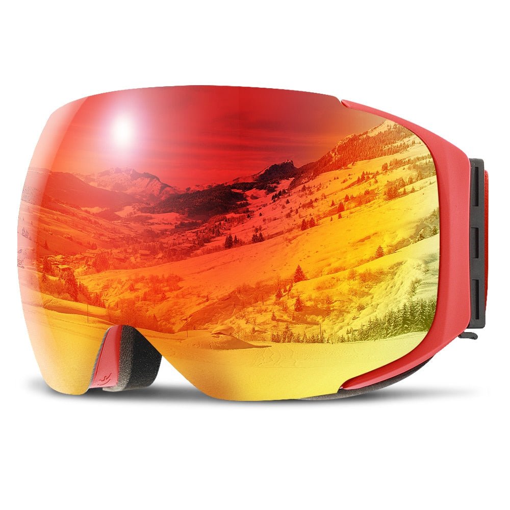 LumaShift Magnetic Premium Ski Goggles With UV400 And Anti Fog Mirror Optics
