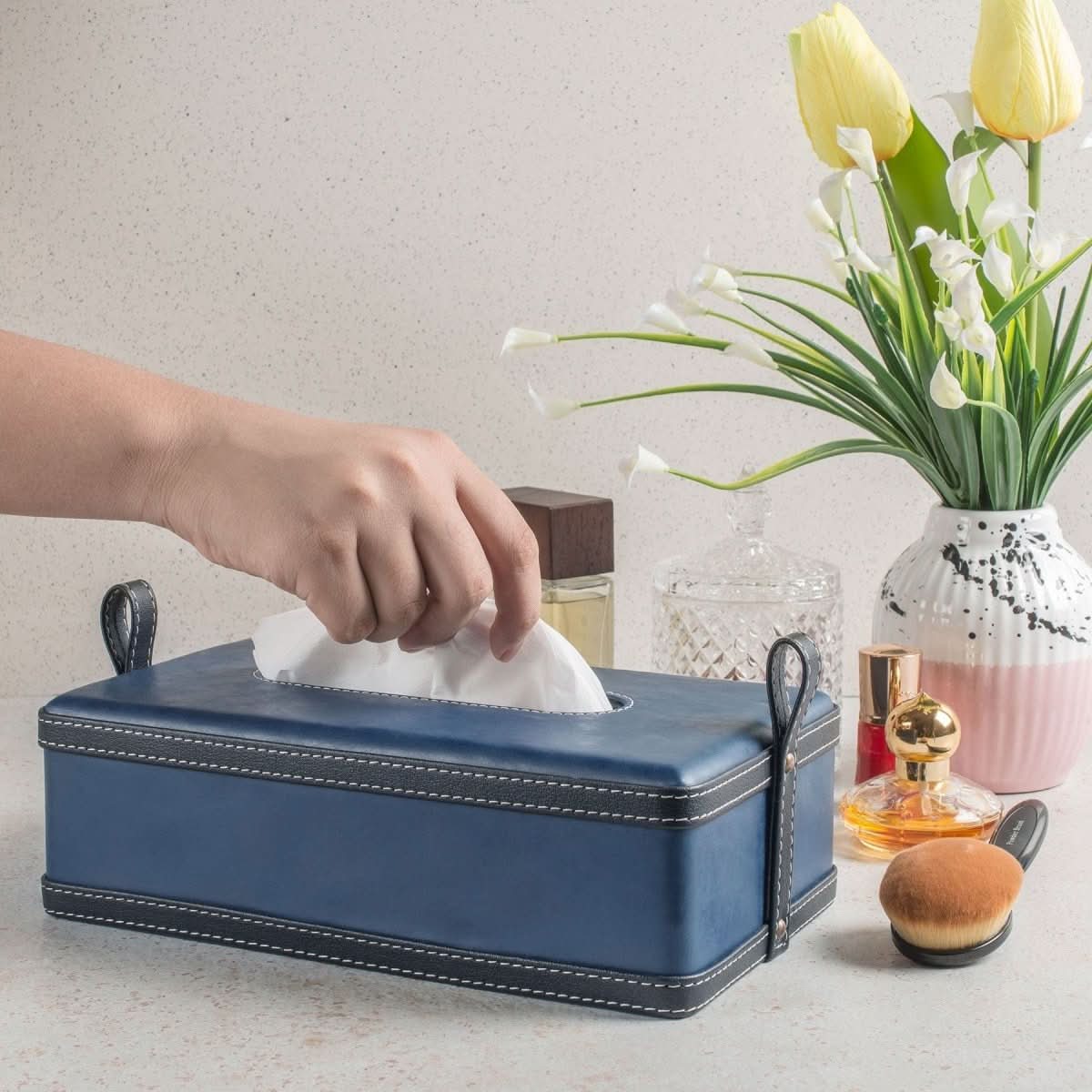 NovaLux Leather Box Tissue Holder Handmade In Faux Leather For Home Office Car