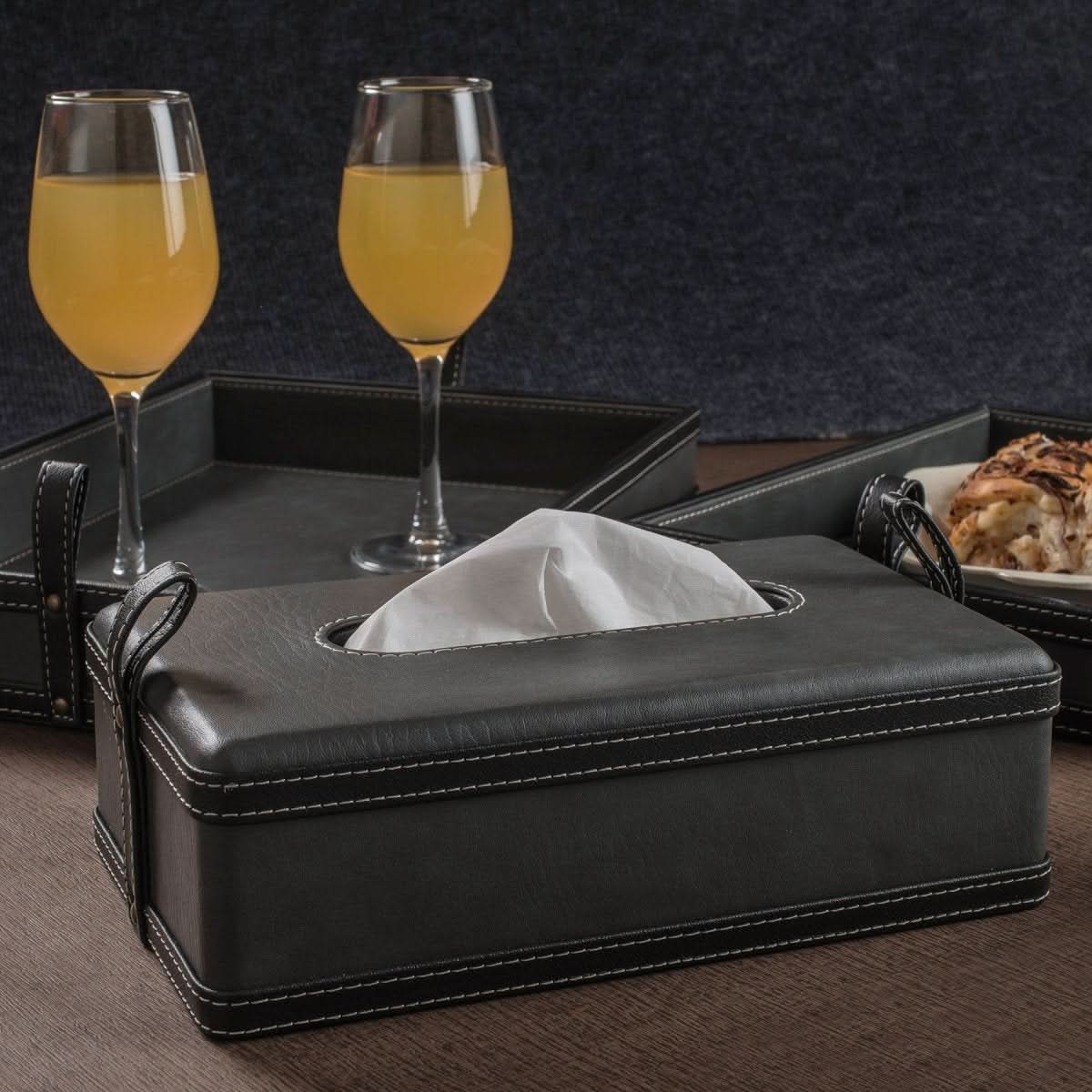 NovaLux Leather Box Tissue Holder Handmade In Faux Leather For Home Office Car