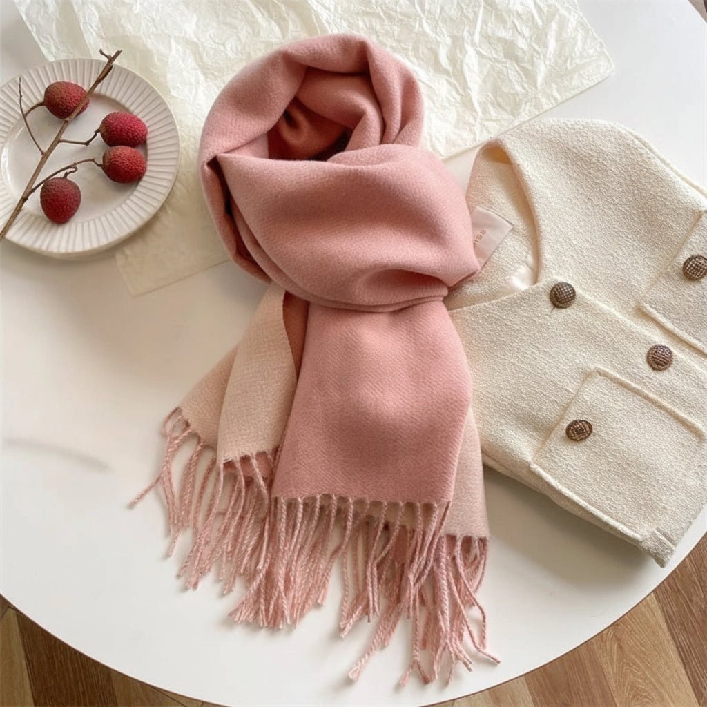 Aurelia Two-Tone Pashmina Scarf With Soft Flowing Tassels