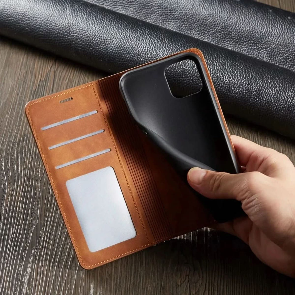 Magnetic Leather iPhone Case With Elegant Closure For Optimal Protection