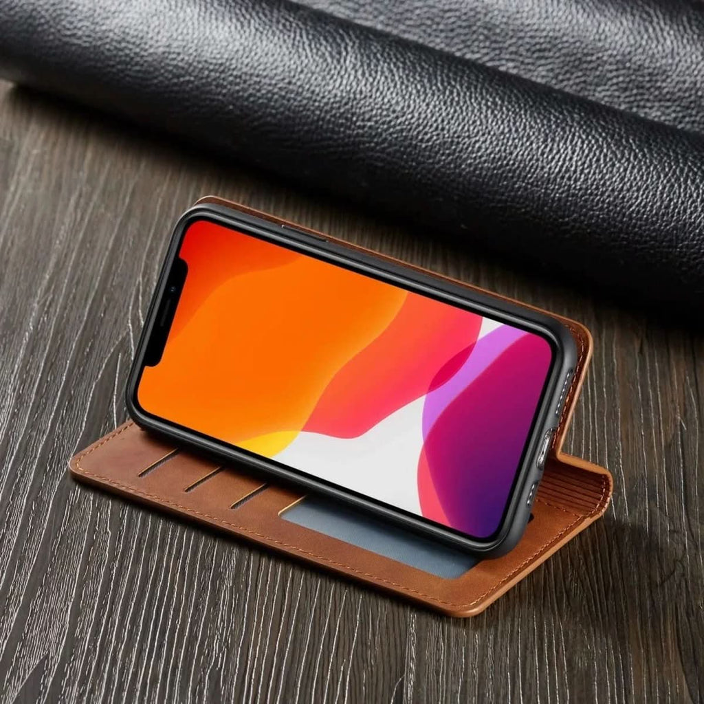 Magnetic Leather iPhone Case With Elegant Closure For Optimal Protection