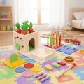 CurioCube Montessori Toy Box With Eight Learning Activities For Babies