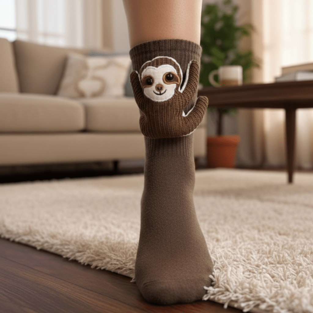 CuddleStride Cozy House Socks With Cute 3D Animal Accent And Non-Slip Sole