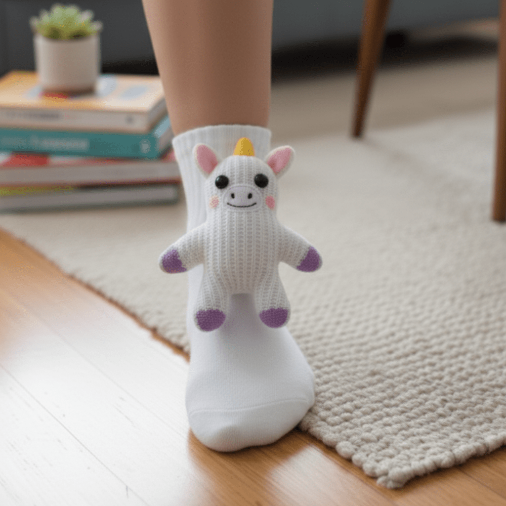 CuddleStride Cozy House Socks With Cute 3D Animal Accent And Non-Slip Sole