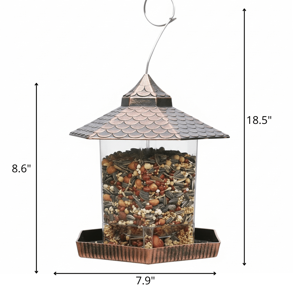 CopperGleam Eleganter Vogelhäuschen mit Kupferoptik für wetterfeste Hängedekoration