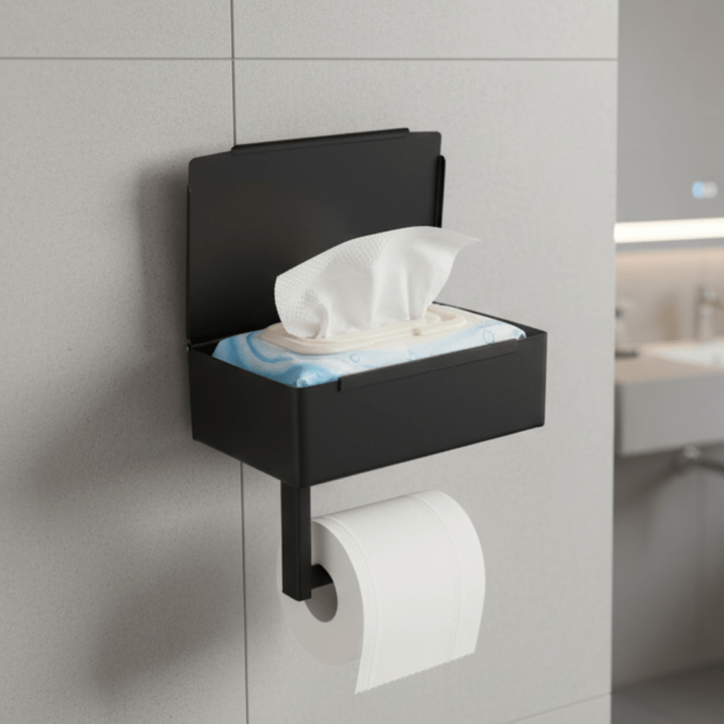 NexaLux Stainless Steel Toilet Paper Holder With Storage Compartment