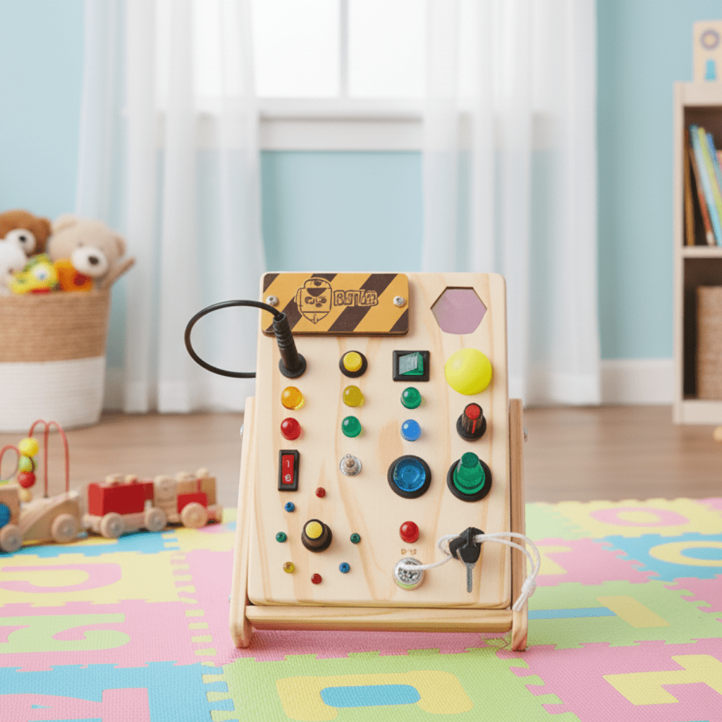 AuroraLearn Montessori Bräda Pedagogisk Leksak med LED och Strömbrytare för Småbarn