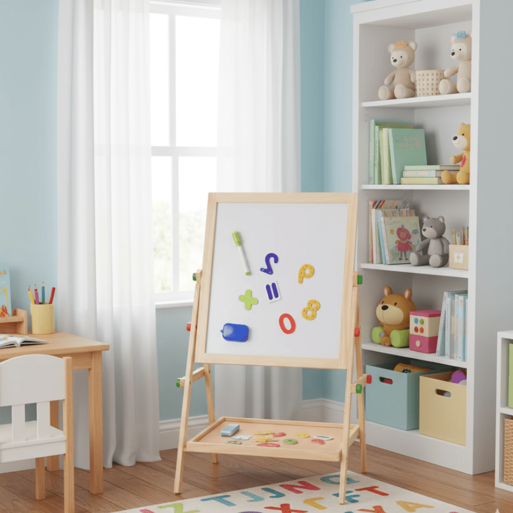 BrightSketch Duo Justerbar Tavle og Whiteboard Staffeli til Børn
