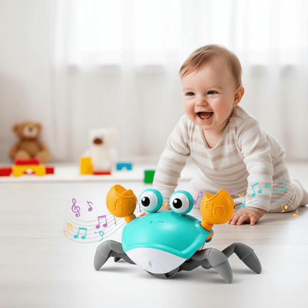 Jouet rampant CrawlJoy Crabe avec musique et couleurs pour bébés de 12 mois et plus
