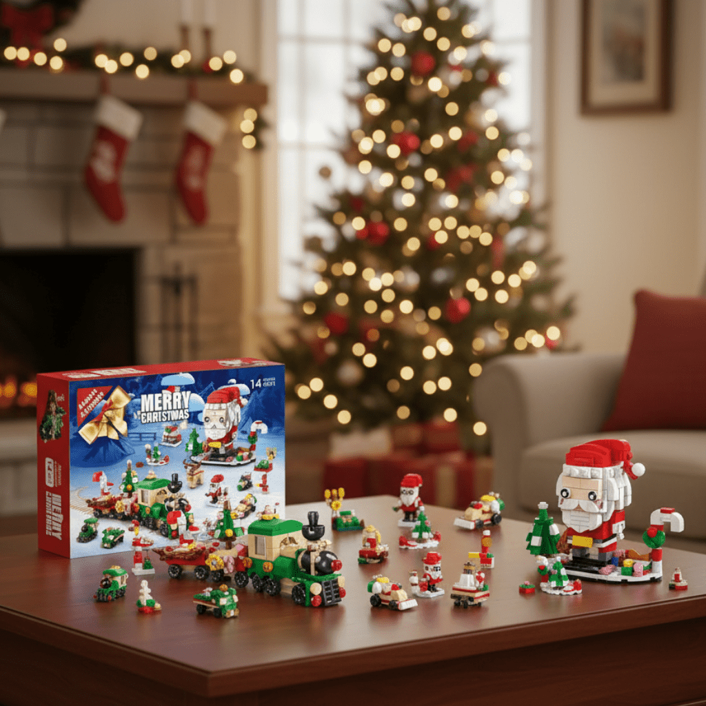 BlockNest Kreativ Julekalender med 12 Byggeklodser til Juletræsjov