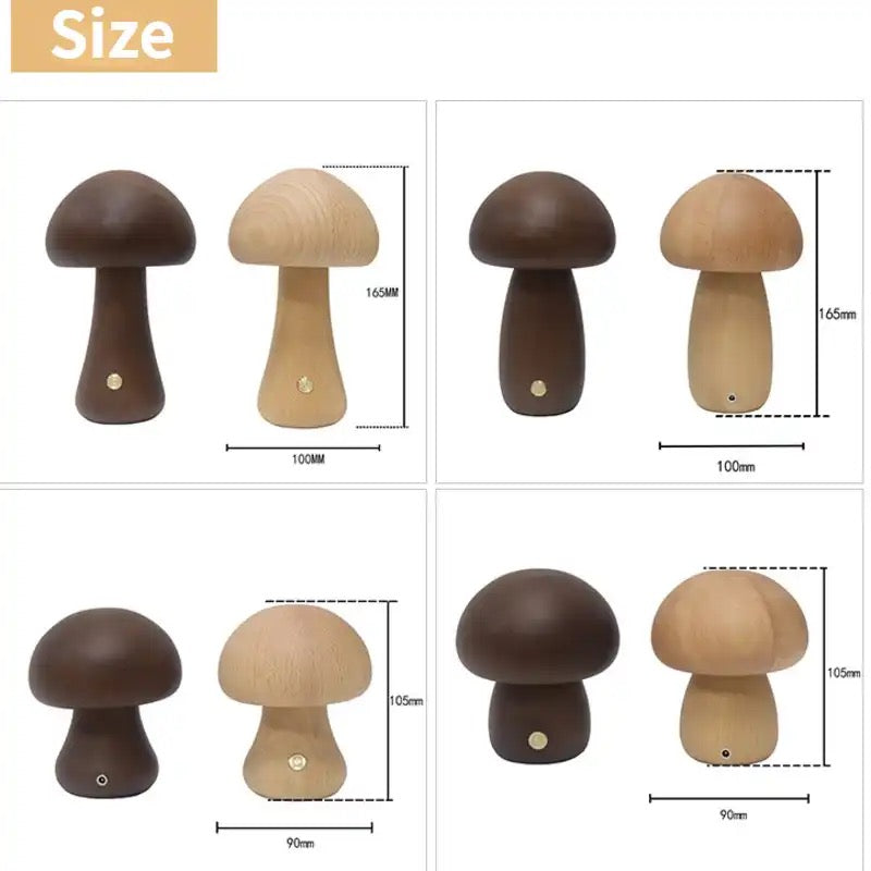 LumaWood Mushroom LED Night Light With Touch Dimmer
