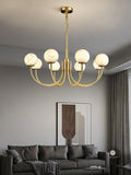 NovaLume Brass Alabaster Globe Chandelier for Living Rooms