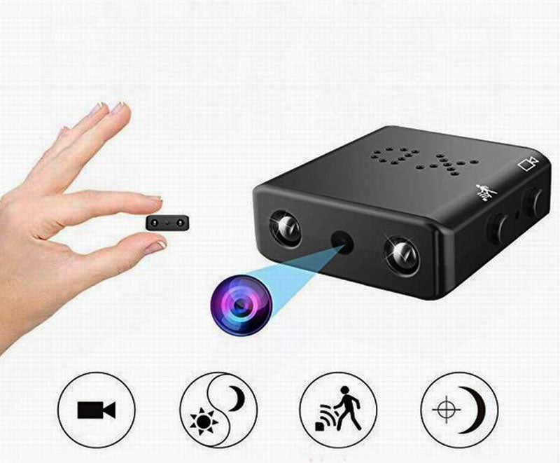 Câmara de Vídeo Compacta 1080P com Áudio, Detecção de Movimento, Visão Noturna, Gravação em Loop