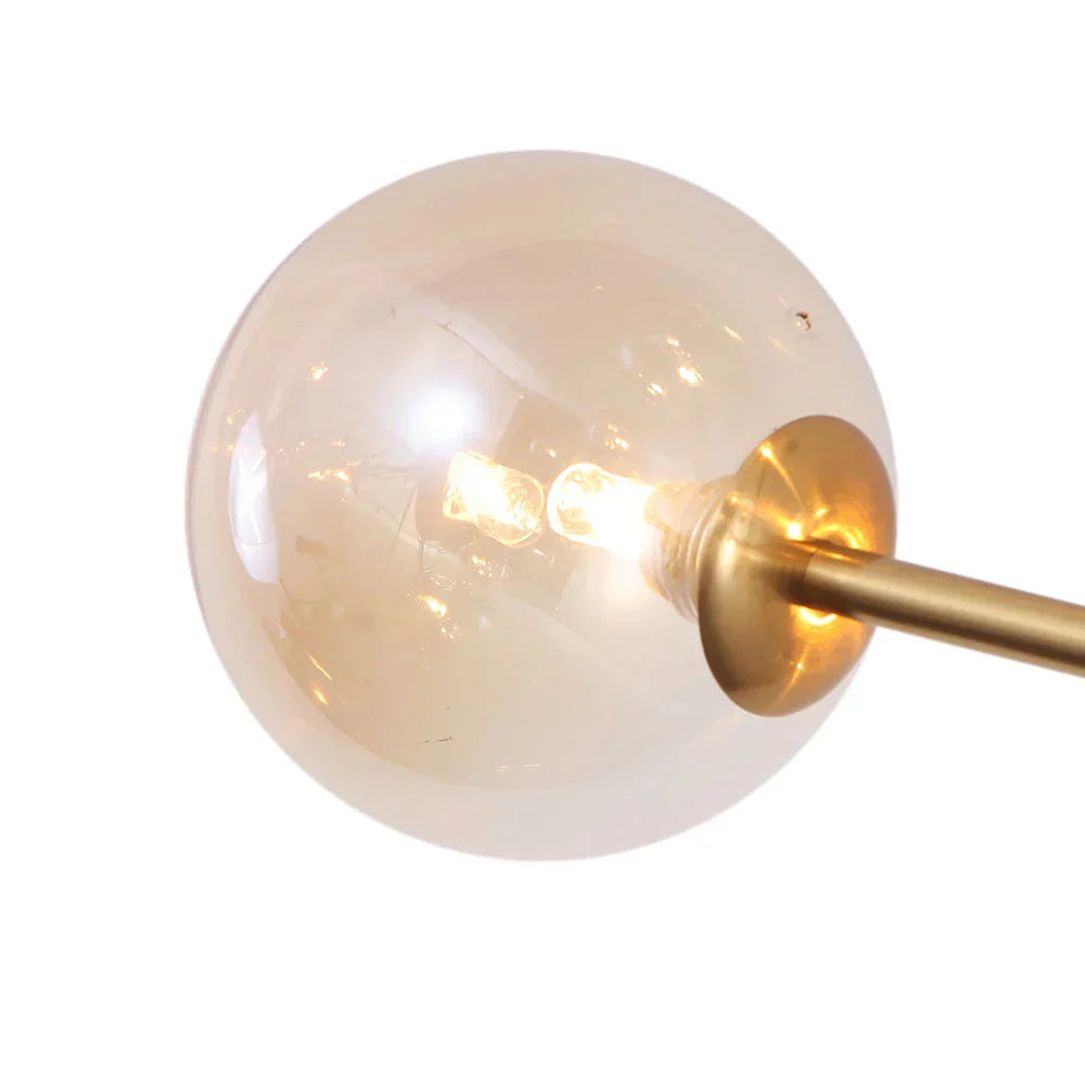 Lampadario a Bolle di Vetro Mid Century con Quindici Luci