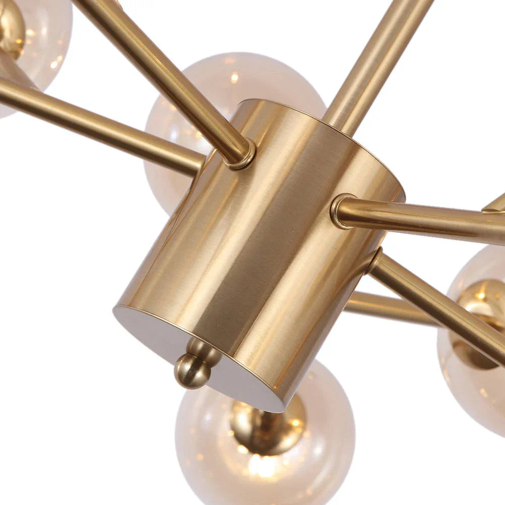 Lampadario a Bolle di Vetro Mid Century con Quindici Luci