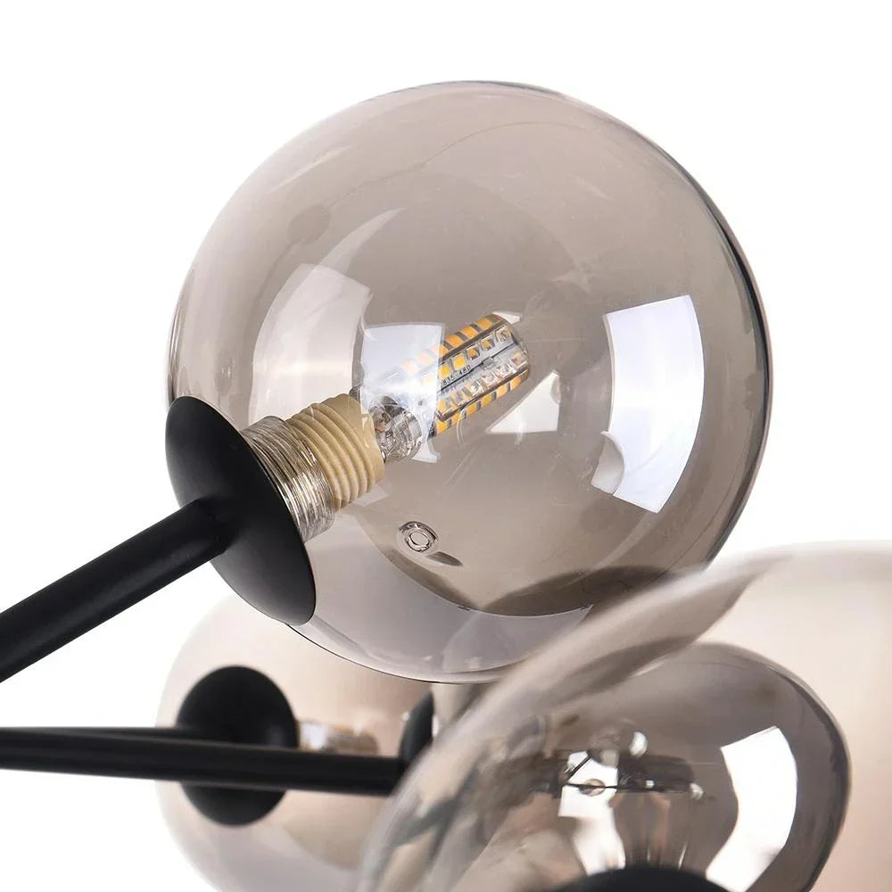 Lampadario a Bolle di Vetro Mid Century con Quindici Luci