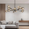 Lampadario a Bolle di Vetro Mid Century con Quindici Luci