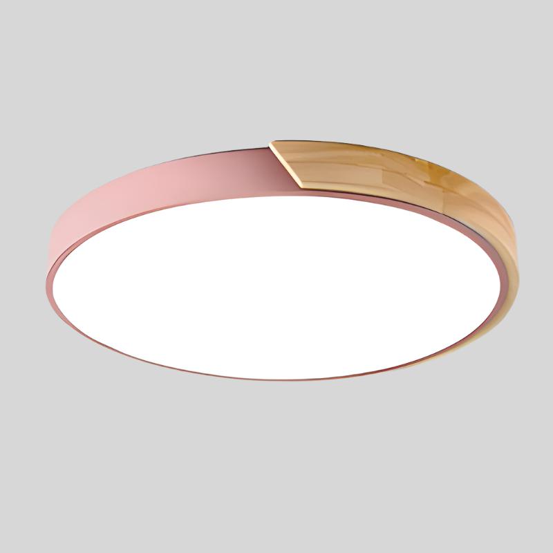 Aelora Nordic Wood Round Ceiling Light Featuring Warm Glow