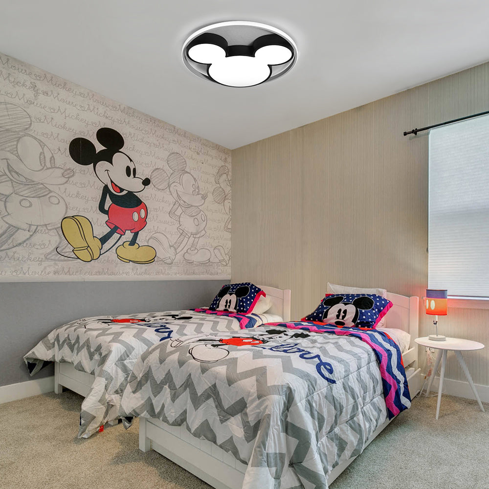 Kids Room Ceiling Light Dimmable LED Remote Black And White 45 Or 52 CM Mouse Design