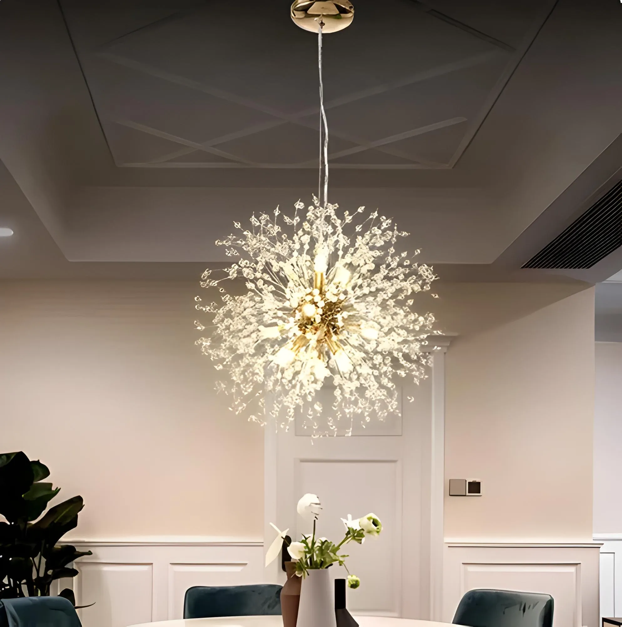 Asteria | Crystal Burst lysekrone, moderne statement pendellampe | Fervei