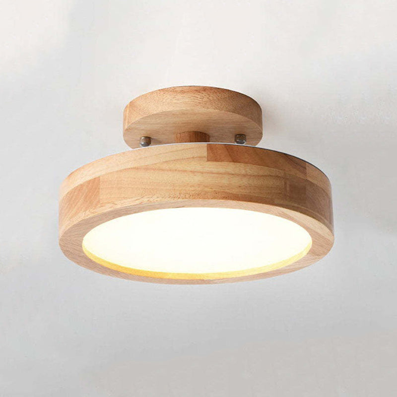 Elaren LED Wood Ceiling Lamp With Dimmable Beige Shade