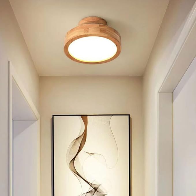 Elaren LED Wood Ceiling Lamp With Dimmable Beige Shade
