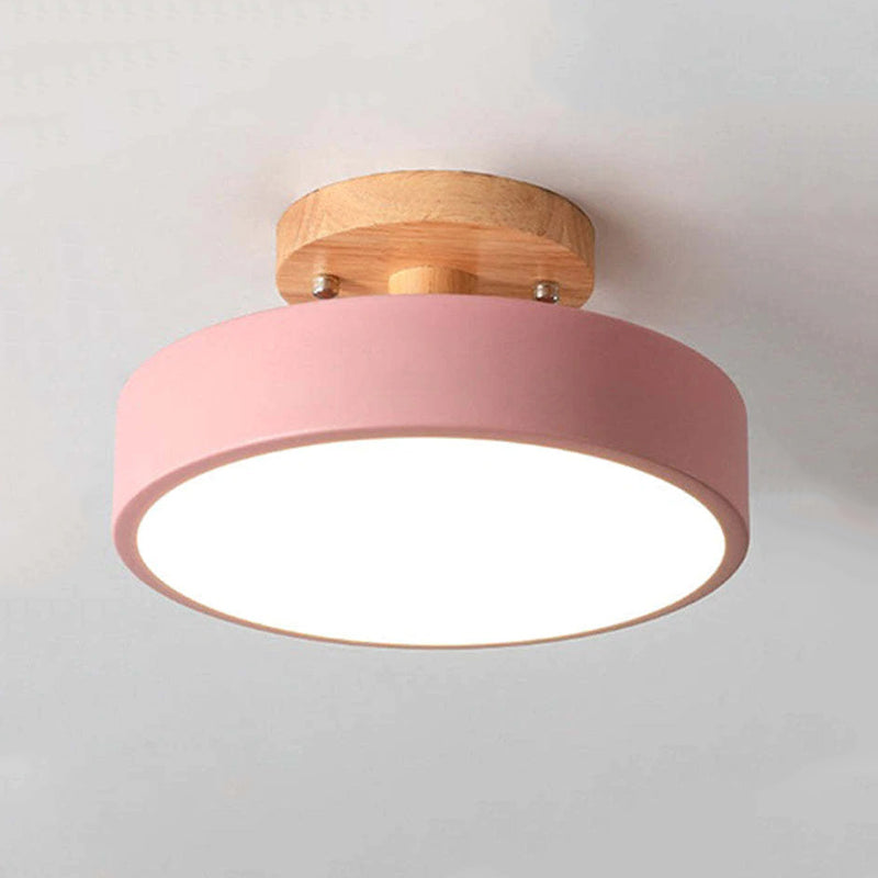 Elaren LED Wood Ceiling Lamp With Dimmable Beige Shade