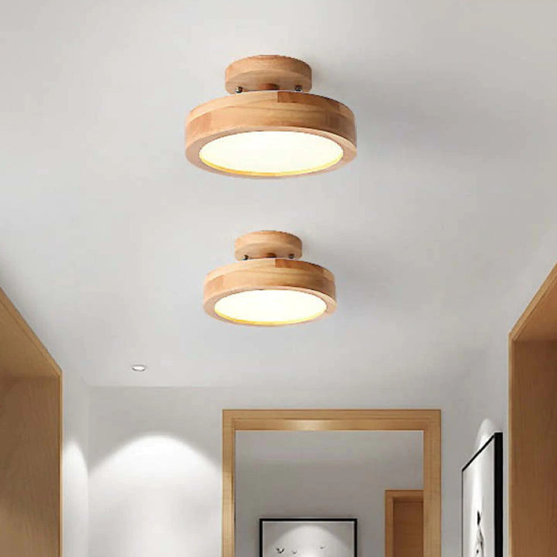 Elaren LED Wood Ceiling Lamp With Dimmable Beige Shade