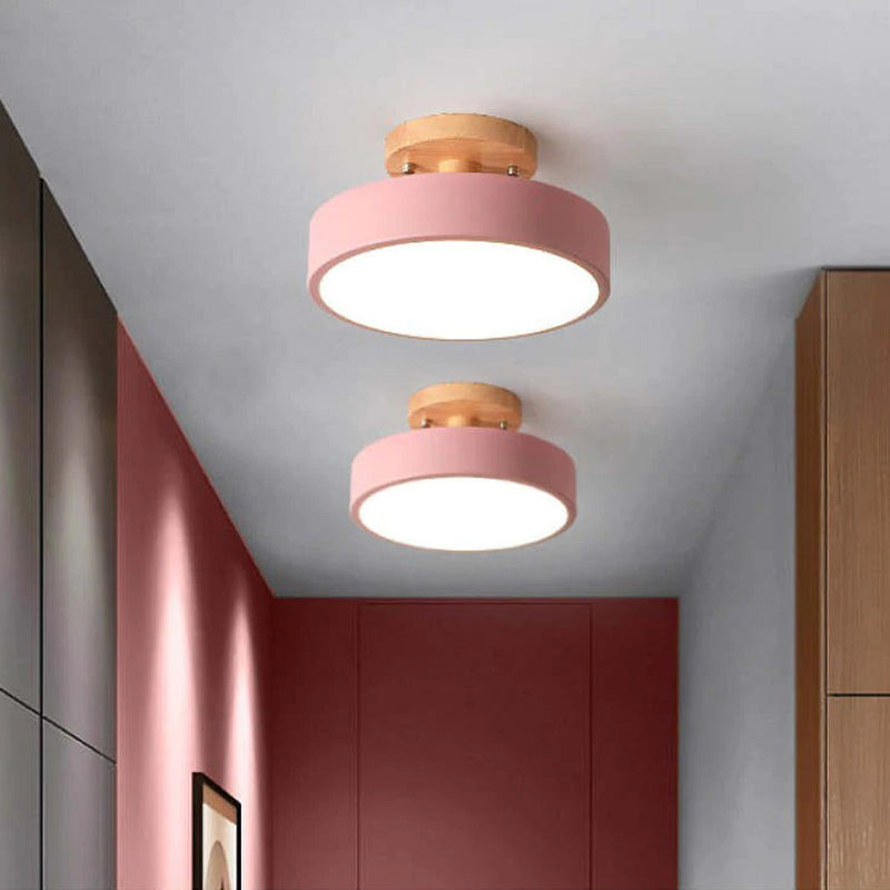 Elaren LED Wood Ceiling Lamp With Dimmable Beige Shade