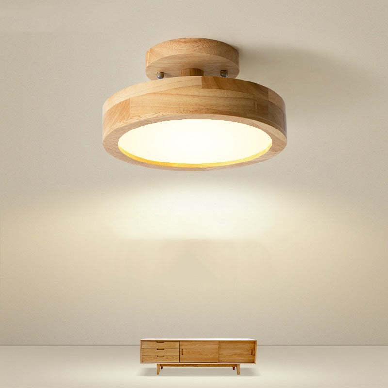 Elaren LED Wood Ceiling Lamp With Dimmable Beige Shade