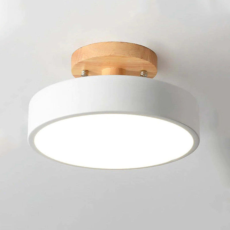 Elaren LED Wood Ceiling Lamp With Dimmable Beige Shade