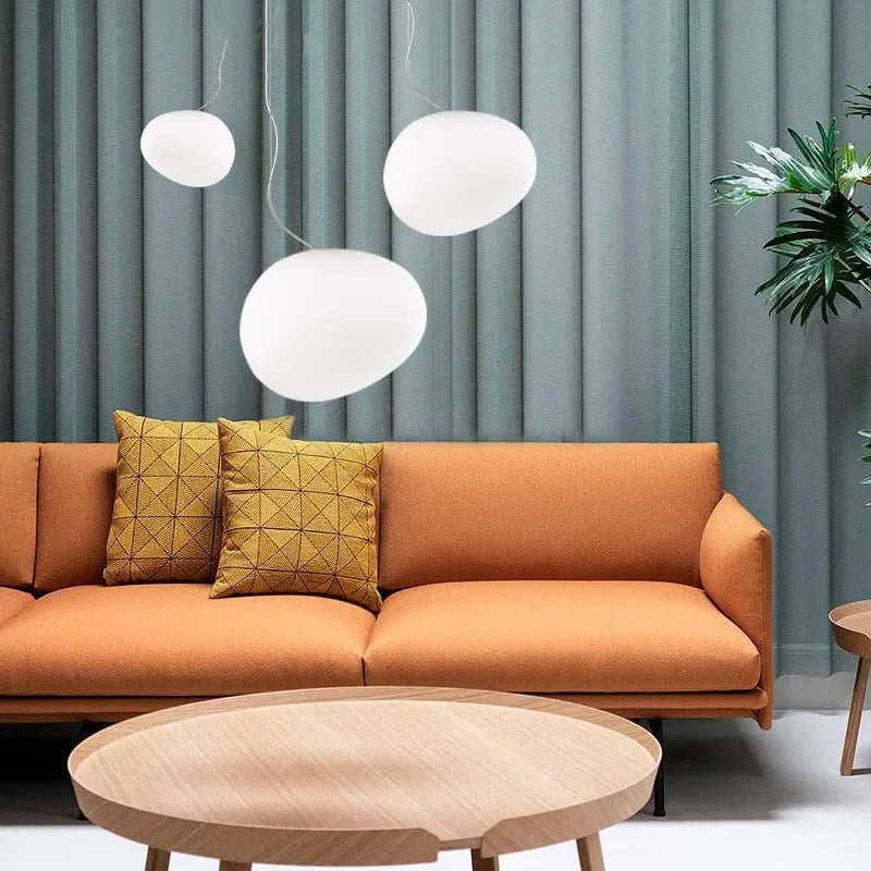 Skleněné závěsné světlo HaloGlow pro dekoraci obývacího pokoje, moderní kulatý design
