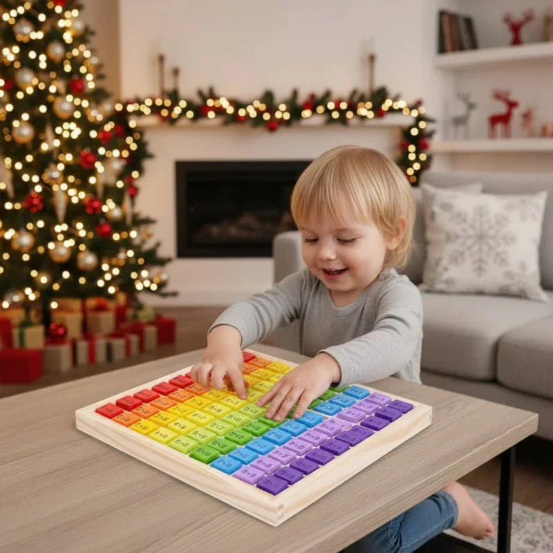 MatriBloom Montessori Wooden Toy With Colorful 99 Multiplication Board