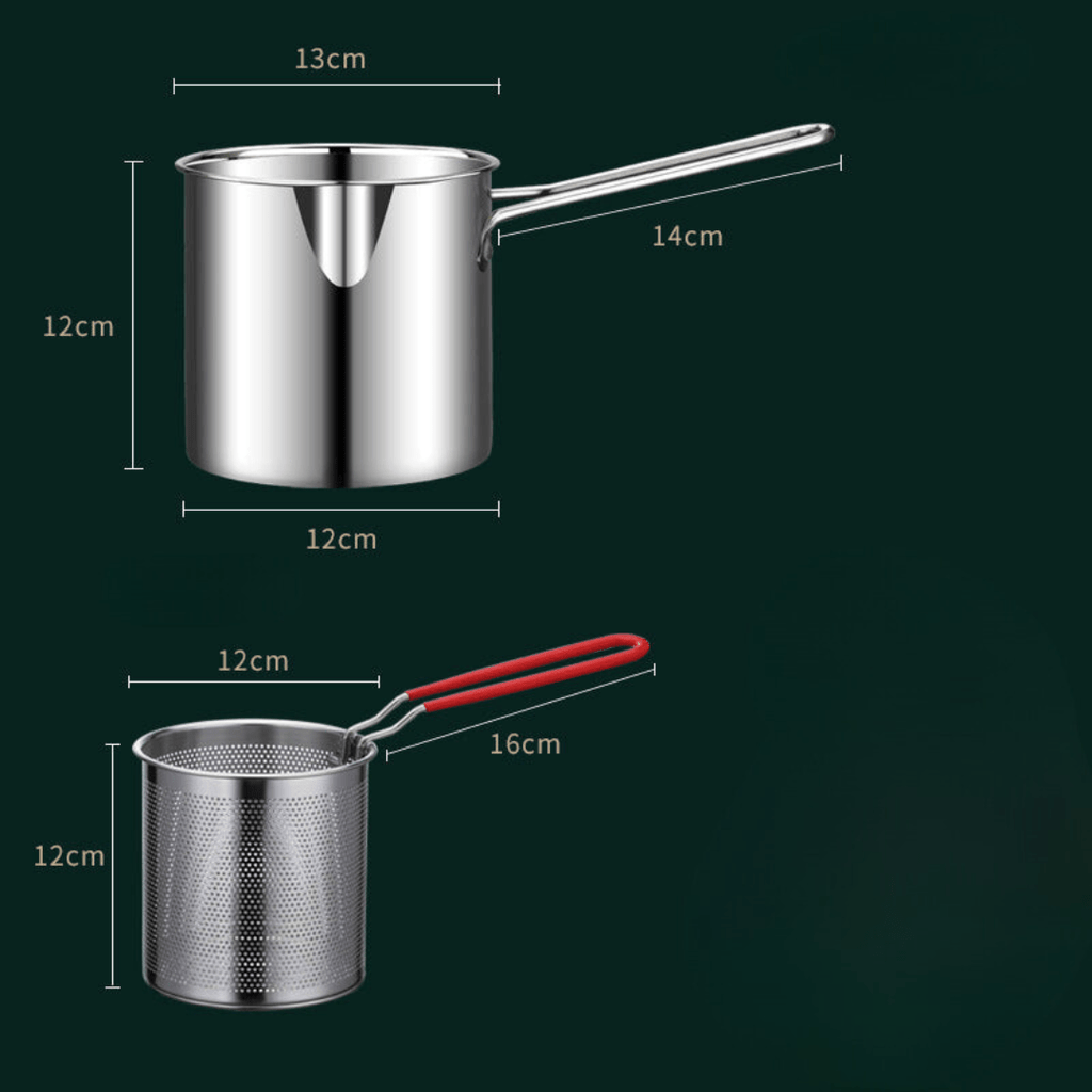 Fritadeira Profunda CrispEase em Aço Inoxidável com Cabo Antitérmico e Design de Economia de Óleo