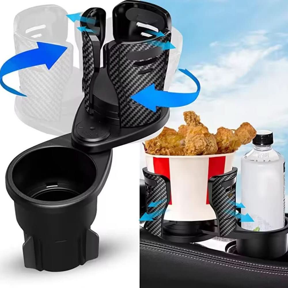 CupSpin Duo Car Cup Holder, 360 Degree Swivel for Two Drinks
