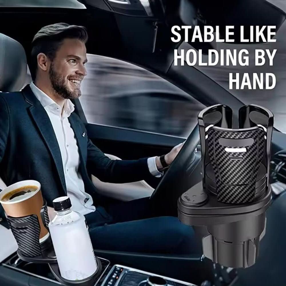 CupSpin Duo Car Cup Holder, 360 Degree Swivel for Two Drinks