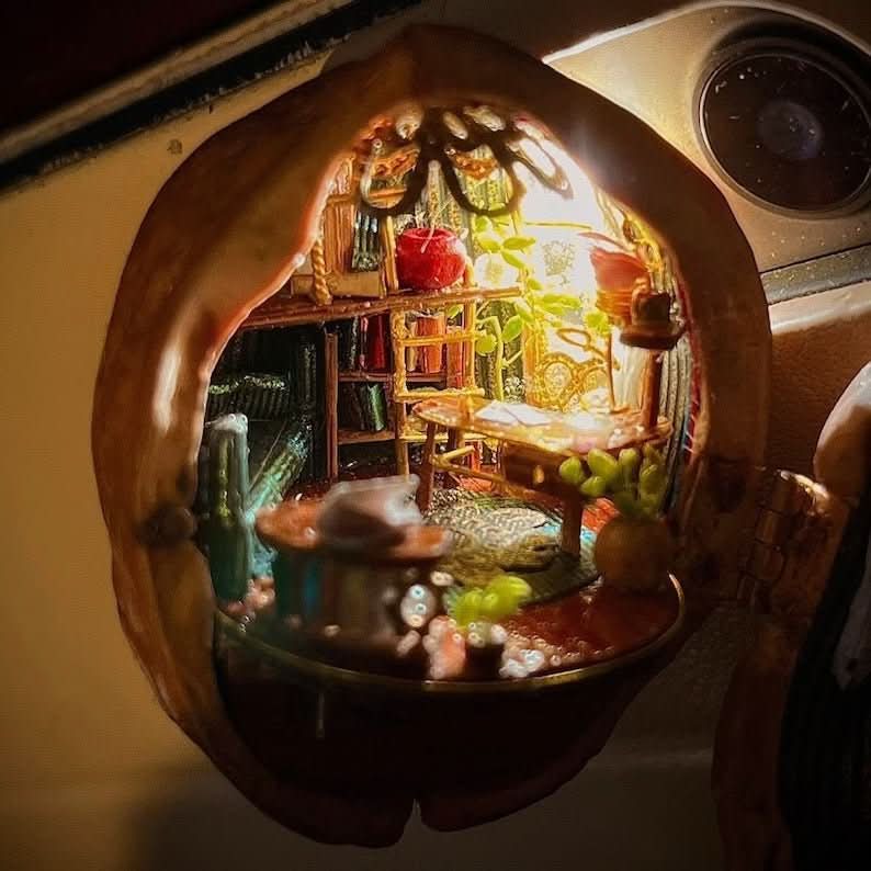Lumen Walnut Dollhouse With Interior Lighting Handmade Miniature Home