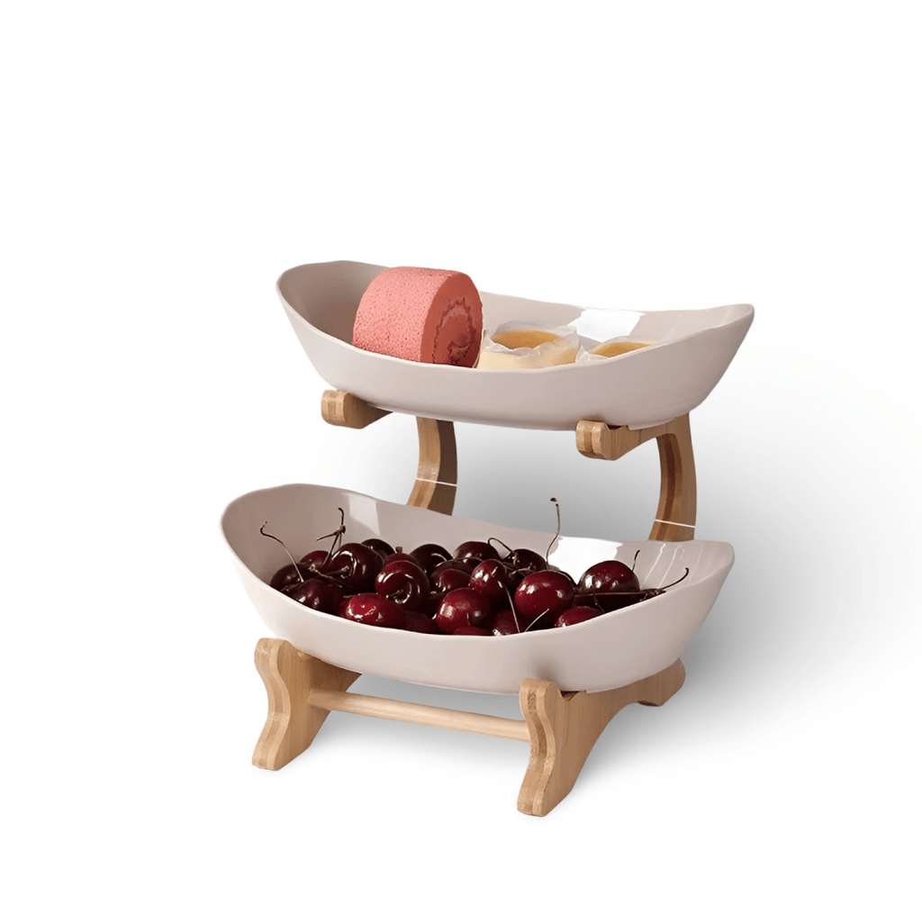 Ciotola per Frutta in Legno a Più Livelli LumenTray per Conservazione Moderna su Piano di Lavoro